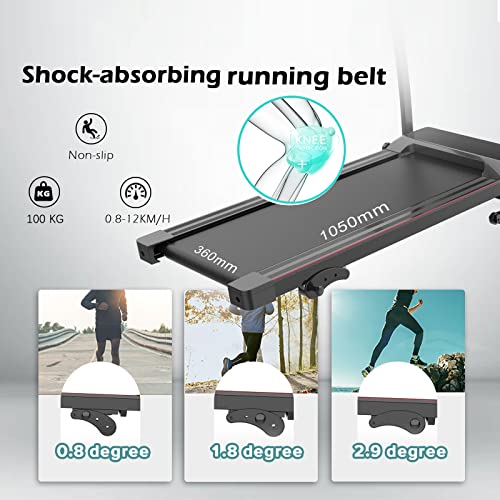 LIVSPO Folding Treadmill for Home Use 2.5HP with 3 Level Incline Foldable Electric Running Machine with Bluetooth & App Control Portable Treadmill Walking Jogging Fitness 12KM/H Speed 100KG Max Weight