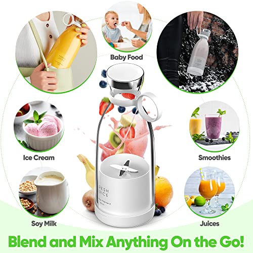 Dailysmoothy® Portable Blender 350ML, Personal Blender Bottle for Shakes and Smoothie Maker with USB Rechargeable and Wireless Charging, Powerful Mini Blender Fresh Juice, Smoothie Blender,Gym/Travel