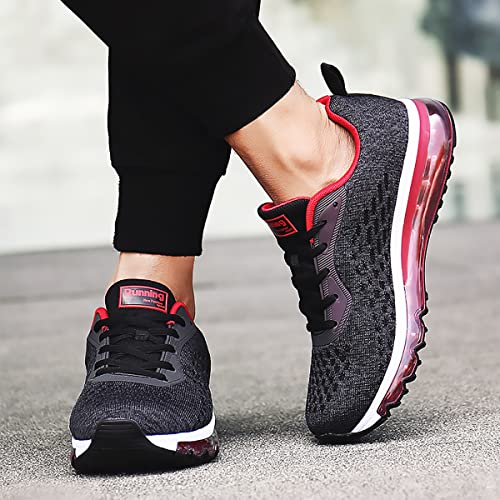 Women Men Running Shoes Sports Trainers Air Cushion Shock Absorbing Casual Walking Gym Jogging Fitness Athletic Sneakers, 6.5 UK 40 EU, Fa2 BlackRed