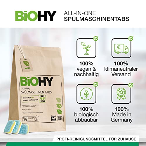 BiOHY All-in-One Dishwasher Tablets (80 Tabs) | Phosphate-Free | For Daily Cleaning of Tableware and Cutlery | Against Stubborn Grease and Food Residue | Powerful Eco Dishwasher Tablets