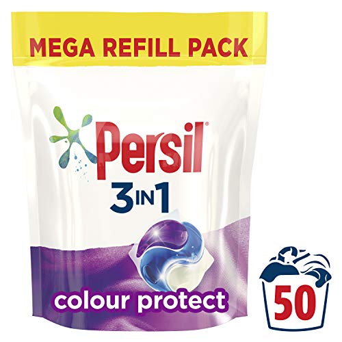 Persil Colour 3 in 1 Laundry Detergent Washing Pods Capsules Tablets Mega Refill Pack (50 Wash) Upto 2 months supply Keeps colours vibrant, Brilliant Plant-Based Stain Removal With Comfort Freshness