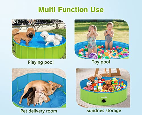 Pecute Dog Paddling Pool, Sturdy Foldable Dog Swimming Pool with Handle - Pet Bathtub Children Kids Ball Pits Sandbox Bathing Pool For Garden Patio Bathroom (XXL: 180 x 30 cm)