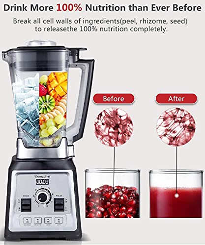 AMZCHEF Blender Smoothie Maker - 2000W Commercial Blender with 2L BPA Free Container - 25000RPM High Speed Blender with 8 Speeds Control for Kitchen - 4 Presets for Ice/Juice/Smoothie/Nuts