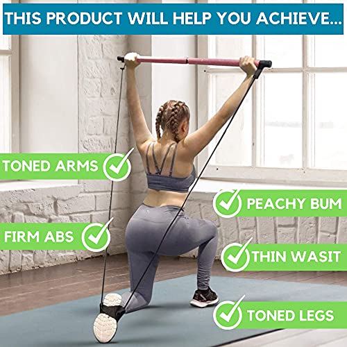 Portable Pilates Bar Kit, | Workout Bar, | Gym Equipment for Home Use, Exercise Bar, Exercise Equipment for Women, Pilates Stick, Gym Stick, Resistance Bar, Workout Stick