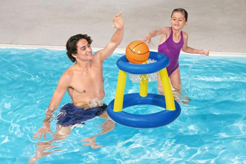 Bestway 52418 Splash N Hoop Inflatable Basketball Swimming Set, Floating Pool Game, Orange