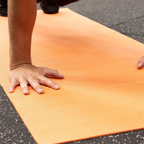 Phoenix Fitness RY1098 Yoga Mat Non-Slip Exercise Mat for Women & Men's Home Fitness, Mat for Yoga & Pilates, 183cm x 61cm x 4mm Thickness, Orange