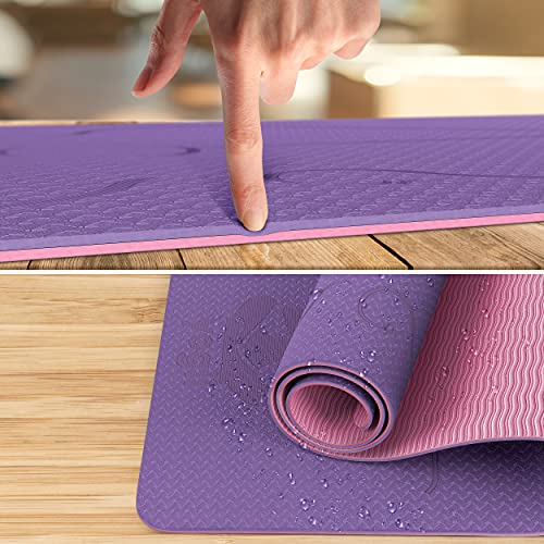 Yogii Yoga Mat - Premium TPE Pilates Mats - Eco Friendly Non Slip Yoga Mat Thick - Yoga Mat for Exercise at Home - Workout Mat. Thick Yoga Mats for Women and Men - 183 x 61 x 0.6cm