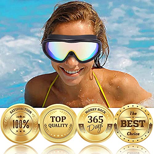 EasYoung Adult Swim Goggles, Pack of 2 No Leaking Swimming Goggles Anti-Fog UV Protection, Wide Vision Swim Glasses with Nose Clips Ear Plugs for Men Women Youth, Over 15