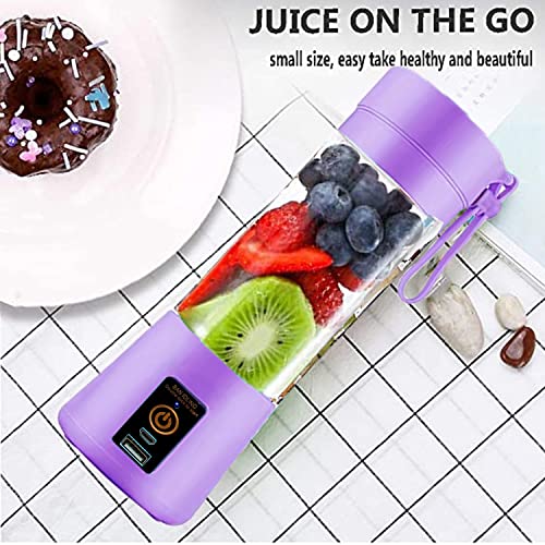 Portable Blender,Smoothie Mini MilkShakes Blendr Juicer Cup Baby Food Maker Personal Fruit Mixing Machine Ice Maker Travel Handheld Blenders Bottle Bowls,Rechargeable with USB 380ml Six Blades Purple