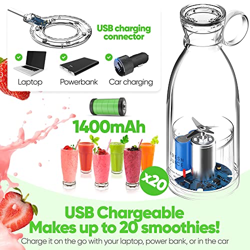 Dailysmoothy® Portable Blender 350ML, Personal Blender Bottle for Shakes and Smoothie Maker with USB Rechargeable and Wireless Charging, Powerful Mini Blender Fresh Juice, Smoothie Blender,Gym/Travel