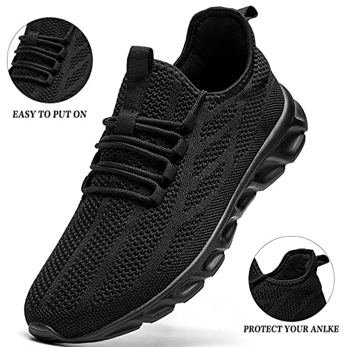 Linenghs Mens Trainers Running Shoes Lightweight Gym Trainers Summer Tennis Sports Shoes Fitness Outdoor Sneakers Black 8