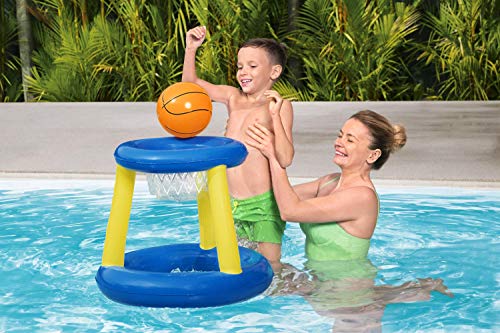 Bestway 52418 Splash N Hoop Inflatable Basketball Swimming Set, Floating Pool Game, Orange