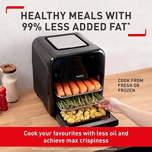 Tefal Easy Fry 9-in-1, 11L Air Fryer Oven, Grill and Rotisserie 8 Programs inc Dehydrate, Roast, Bake and Toast Black FW501, 2000 W