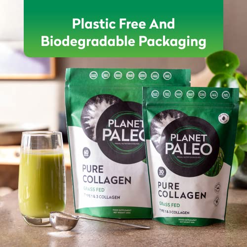 Pure Collagen Powder (30 Servings, 225g) | for Healthy Skin, Joints, and Gut Health | Grass Fed, Organic, Non-GMO and Gluten-Free Bovine Collagen