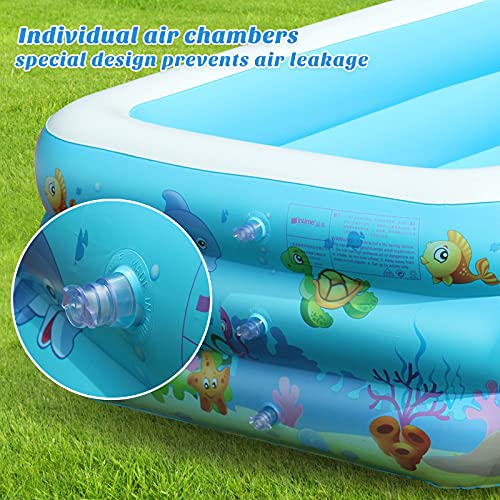 Ucradle Paddling Pool for Toddlers Kids,Rectangle Inflatable Swimming Pool for Kids,Baby Paddling Pool for Garden Backyard Outdoor,Easy to Inflate,143 cm x 106 cm x 48 cm