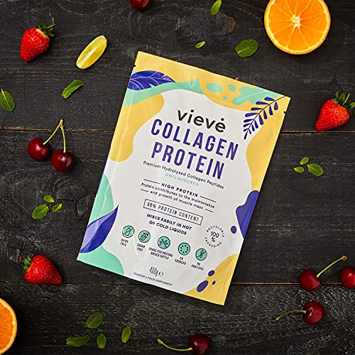 Vieve Collagen Protein Powder - Hydrolysed Bovine Peptides - Diet Support Supplement for Skin, Hair, Nail Health - Non-GMO, EU Grass-Fed, Pasture-Raised Cattle - No Dairy or Sugar, Flavourless, 400g