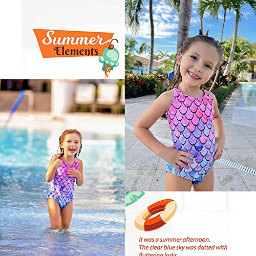 Xumplo Girls Swimming Costume One Piece Swimsuit Kids Bathing Suit Mermaid Swimwear Age 10-12 Years