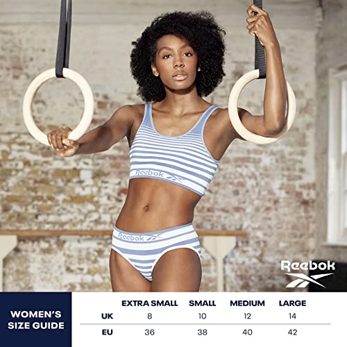 Reebok Womens Seamless Crop Top Bra in Pink with Crossover Branded Straps, Low Impact Activewear with Removable Pads