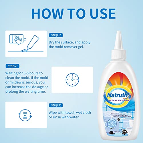 NATRUTH Mould Remover, Mold Remover Gel 220g Large Capacity, Mould and Mildew Removal, Household Black Mould Remover for Sink, Tile, Wall, Kitchen and Bathroom,washing machine rubber