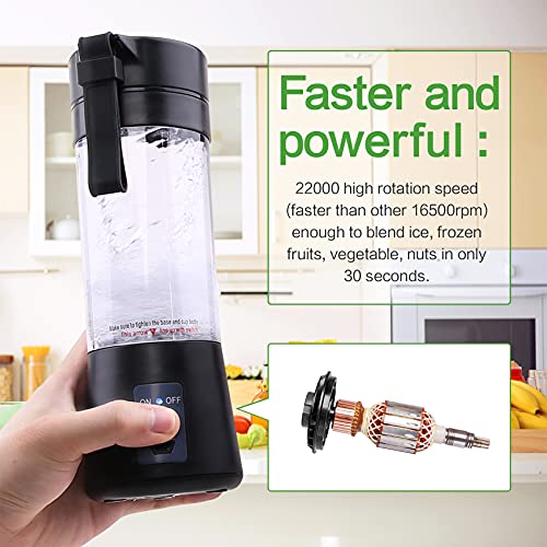 Portable Blender for Shakes and Smoothies: Personal Size Single Serve Travel Fruit Juicer Mixer Cup with Rechargeable USB Small Electric Individual Mini Blender for Juice Baby Food Gym Travel