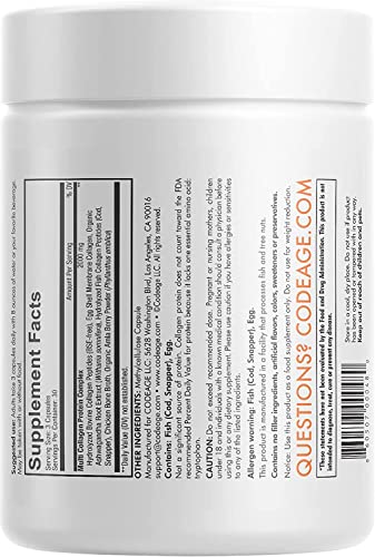 Codeage Multi Collagen Protein Capsules, Type I, II, III, V, X, Grass Fed & Hydrolyzed Collagen Pills Supplement, All in One Collagen, Bone Broth, Amla Berry Source of Vitamin C, Non-GMO, 90 Count