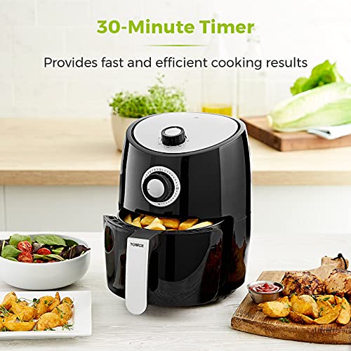 Tower T17023 Vortx Manual Air Fryer Oven with Rapid Air Circulation and 30 Min Timer, 2.2 Litre, Black