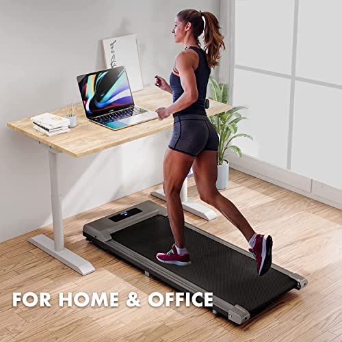 Under Desk Treadmill - Electric Treadmills for Home with Blue Tooth Speaker, Remote Control and LED Display, Quiet Walking Jogging Pad for Home and Office Working (grey)