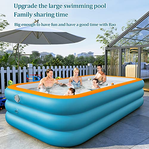 Thickened Paddling Pool Self-Inflatables 388x185x56cm Family Rectangle Deep Inflatables Above Ground Swimming Pool for Gardens,Large Outdoor Pool for Adults Kids,for Garden Backyard(Size:300x175x56cm)