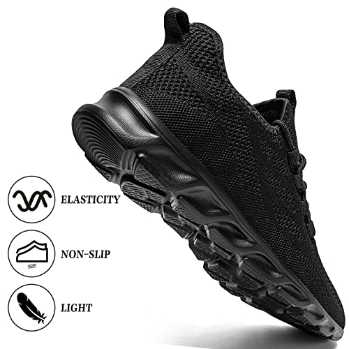 Linenghs Mens Trainers Running Shoes Lightweight Gym Trainers Summer Tennis Sports Shoes Fitness Outdoor Sneakers Black 8