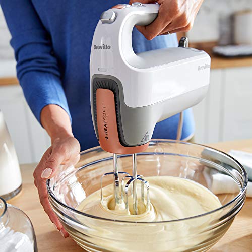 Breville HeatSoft Electric Hand Mixer | Warms Butter for Better Results | 7 Speed Hand Whisk | Includes Whisk, Beaters, Dough Hooks & Storage Case [VFM021]