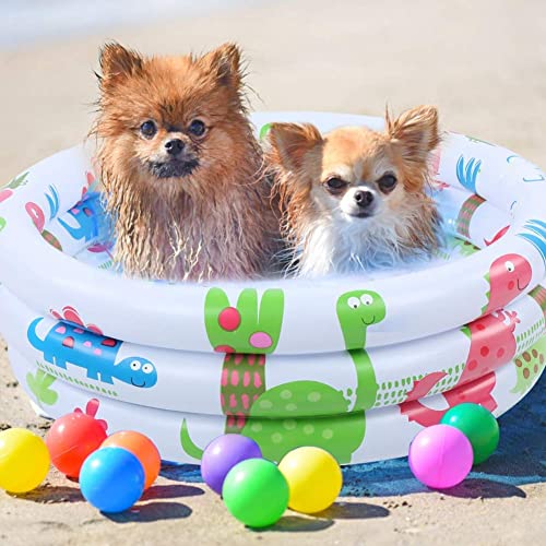 Inflatable Pool, Round Inflatable Baby Toddlers Swimming Pool Portable Bath Tub Children Little Pump Cartoon for Indoor Outdoor Garden Yard Backyard Pet Bathing Tub