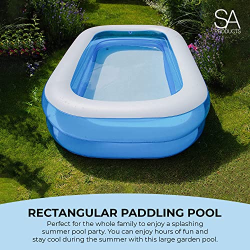 SA Products 2M Paddling Pool for Kids, Pool Inflatable Swimming Pool with Self-Adhesive Repair Patch | Rectangular Large Paddling Pool, Inflatable Pool, Paddling Pool for Adults & Kids