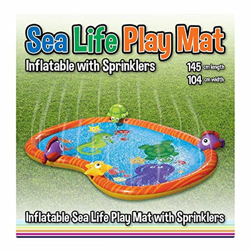 Sprinkler Pad Water Play Mat Durable Portable Inflatable Sprinkler Pad Sprinkle and Splash Wading Pool Summer Essential Spray Toys for Kids Outdoor Garden Family Activities Sea Life PVC Mat Paddling