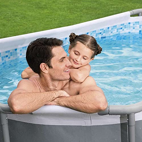 Bestway Power Steel Above Ground Pool, Swimming Pool Set With Filter Pump and ChemConnect Dispenser, Grey, 10 ft