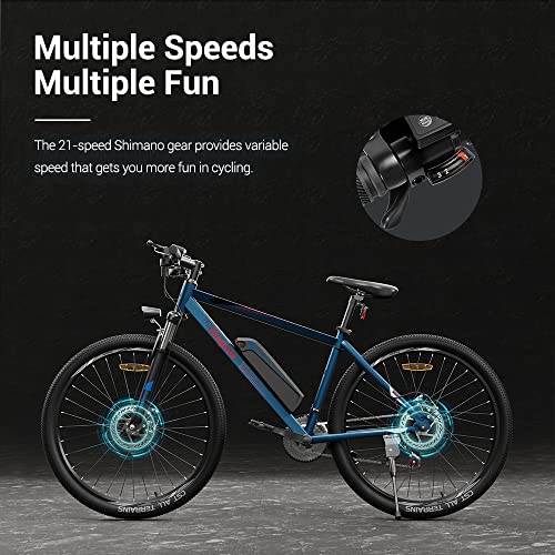 Eleglide Electric Bike, M1 E Bike Mountain Bike, 27.5" Electric Bicycle Commute E-bike with 36V 7.5Ah Removable Battery, LED Display, Dual Disk Brake, Shimano 21 Speed, MTB for Teenagers and Adults