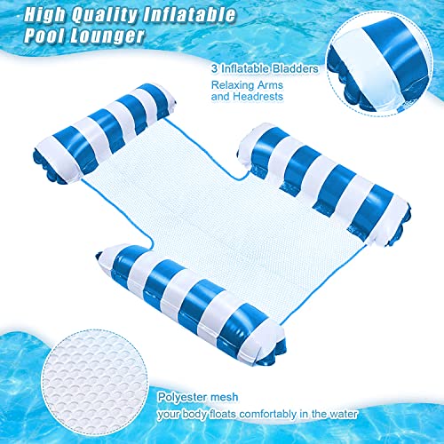 Pool Float Hammock, Lilo Pool Inflatables for Adults Water Hammock Swimming Floating Chair Bed Raft Recliner Float Lounger with Infloator Pump (Light Blue)