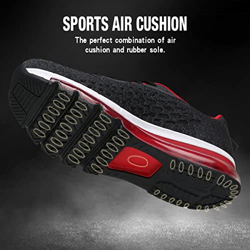 Women Men Running Shoes Sports Trainers Air Cushion Shock Absorbing Casual Walking Gym Jogging Fitness Athletic Sneakers, 6.5 UK 40 EU, Fa2 BlackRed