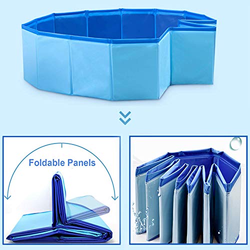 Foldable Dog Swimming Pool Folding Pet Bath Pool Collapsible Cat Bathtub Portable PVC Kiddie Pool Spa Bathing Wash Tub Water Pond Pool Toddler Baby Bath Kids Play Pool (Small: 80 x 20cm)