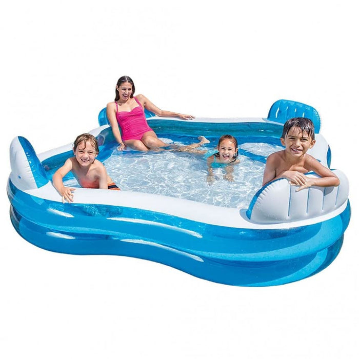 Paddling Pool for Kids - Inflatable Swimming Pool For Adults and Kids with Seats - Large Fun Lounger (229 x 229 x 66 cm)