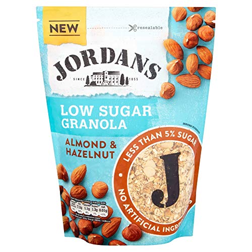 Jordans Granola Low Sugar - Almond & Hazelnut | Breakfast Cereal | High Fibre | 4 PACKS of 500g