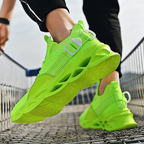 Men Women Walking Trainers Light Running Breathable Tennis Casual Gym Slip On Blade Shoes Fashion Sneakers Comfortable Athletic Fitness Sport Shoes for JoggingG133 Green 45