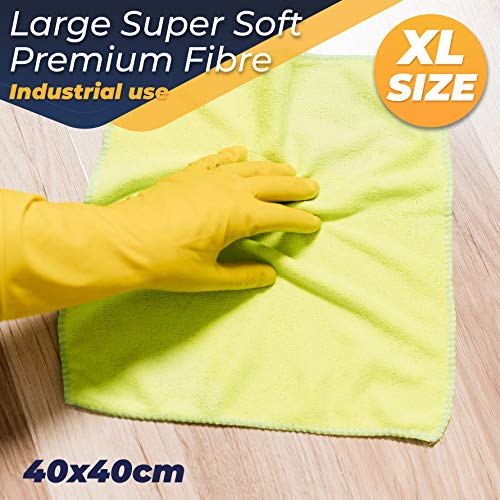 DCS Microfibre Cleaning Cloth, Pink, Pack of 10, Large Size: 40x40cm. Super Soft Premium Streak Free Washable Cloth Duster for Kitchen , Bathrooms, Surfaces, Mirrors, Car, Motorbike