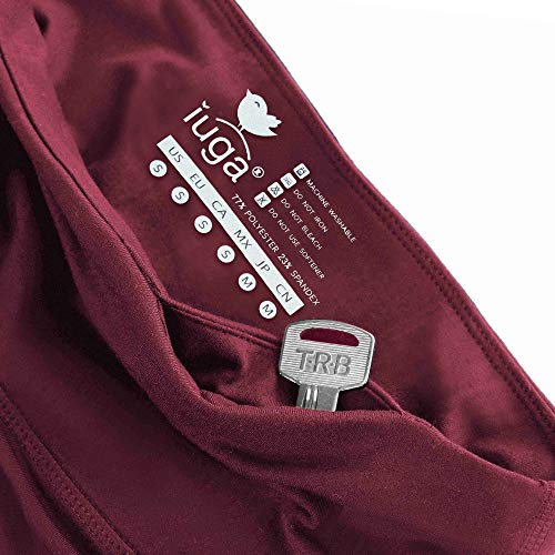 IUGA Yoga Pants with Pockets, Workout Running Leggings with Pockets for Women Wine