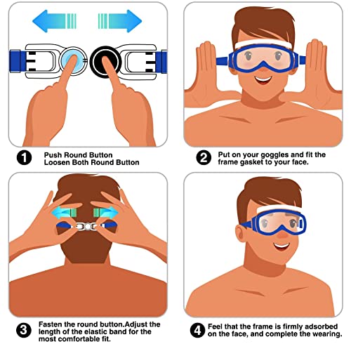 EasYoung Adult Swim Goggles, Pack of 2 No Leaking Swimming Goggles Anti-Fog UV Protection, Wide Vision Swim Glasses with Nose Clips Ear Plugs for Men Women Youth, Over 15