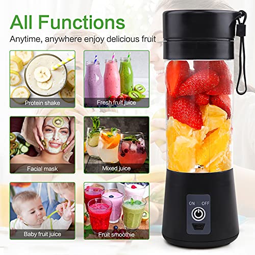 Portable Blender for Shakes and Smoothies: Personal Size Single Serve Travel Fruit Juicer Mixer Cup with Rechargeable USB Small Electric Individual Mini Blender for Juice Baby Food Gym Travel