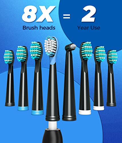 Sonic Electric Toothbrushes for Adults, 8 𝐁𝐫𝐮𝐬𝐡 𝐇𝐞𝐚𝐝𝐬 Electric Toothbrush with 40000 VPM Deep Clean 5 Modes, Rechargeable Toothbrushes Fast Charge 4 𝐇𝐨𝐮𝐫𝐬 𝐋𝐚𝐬𝐭 30 𝐃𝐚𝐲𝐬