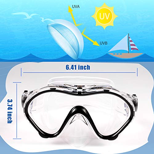 Yizerel Kids Swim Mask, Swimming Goggles with Nose Cover, Snorkel Gear Scuba Diving Snorkeling, Anti-Fog UV Protection Lens Waterproof Socket 180° View Angle Face Mask for Youth Children Junior Teens