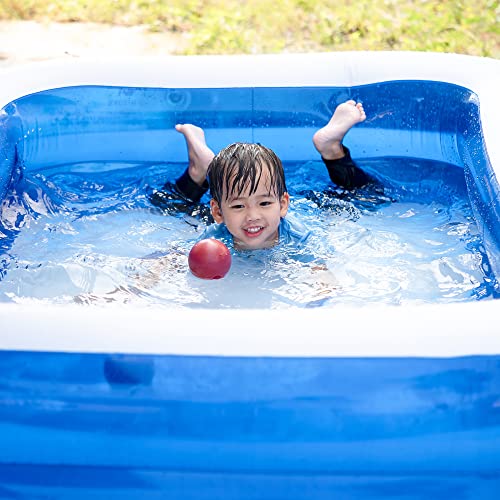 Supply Cube 2.6M Inflatable Paddling Pool | Swimming Pool Garden Games with Self-Adhesive Repair Patch | Rectangular Paddling Pool for Adults & Kids | Paddling Pool for Toddlers