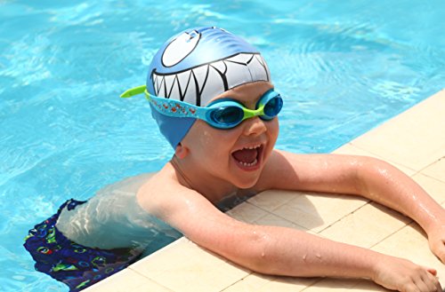 Zoggs Boys' Silicone Character Swimming Cap, Shark, up to 14 years UK