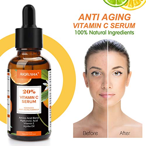 20% Vitamin C Serum For Face with Anti Aging & Wrinkle Facial Serum, Fades Dark Spots and Hyperpigmentation. Boost Skin Collagen, Brighten Hydrate & Plump Skin.(1 oz)